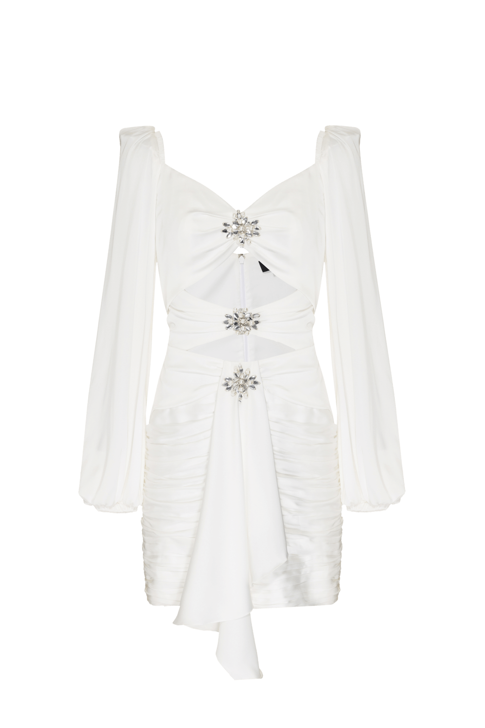 VESTIDO CURTO RECORTES CETIM SERENITY OFF WHITE