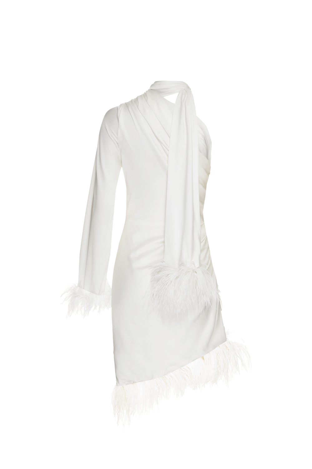 VESTIDO CURTO PLUMAS CETIM SERENITY OFF WHITE
