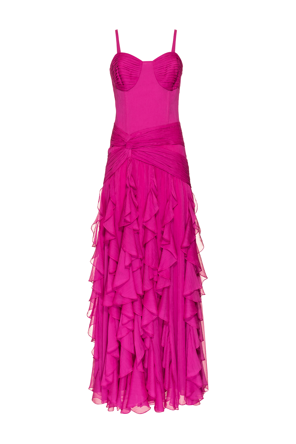 VESTIDO LONGO BABADOS SILKY MODERN LIGHT PINK