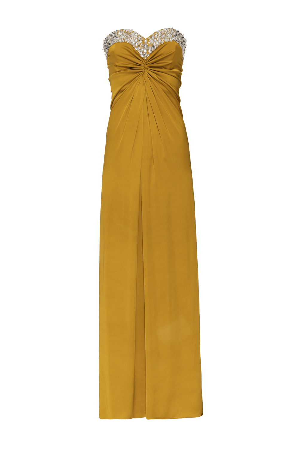 VESTIDO LONGO BORDADO CETIM MIRACLE MOOD AMARELO