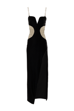 VESTIDO LONGO DECOTE FREEDOM NIGHT VELVET PRETO