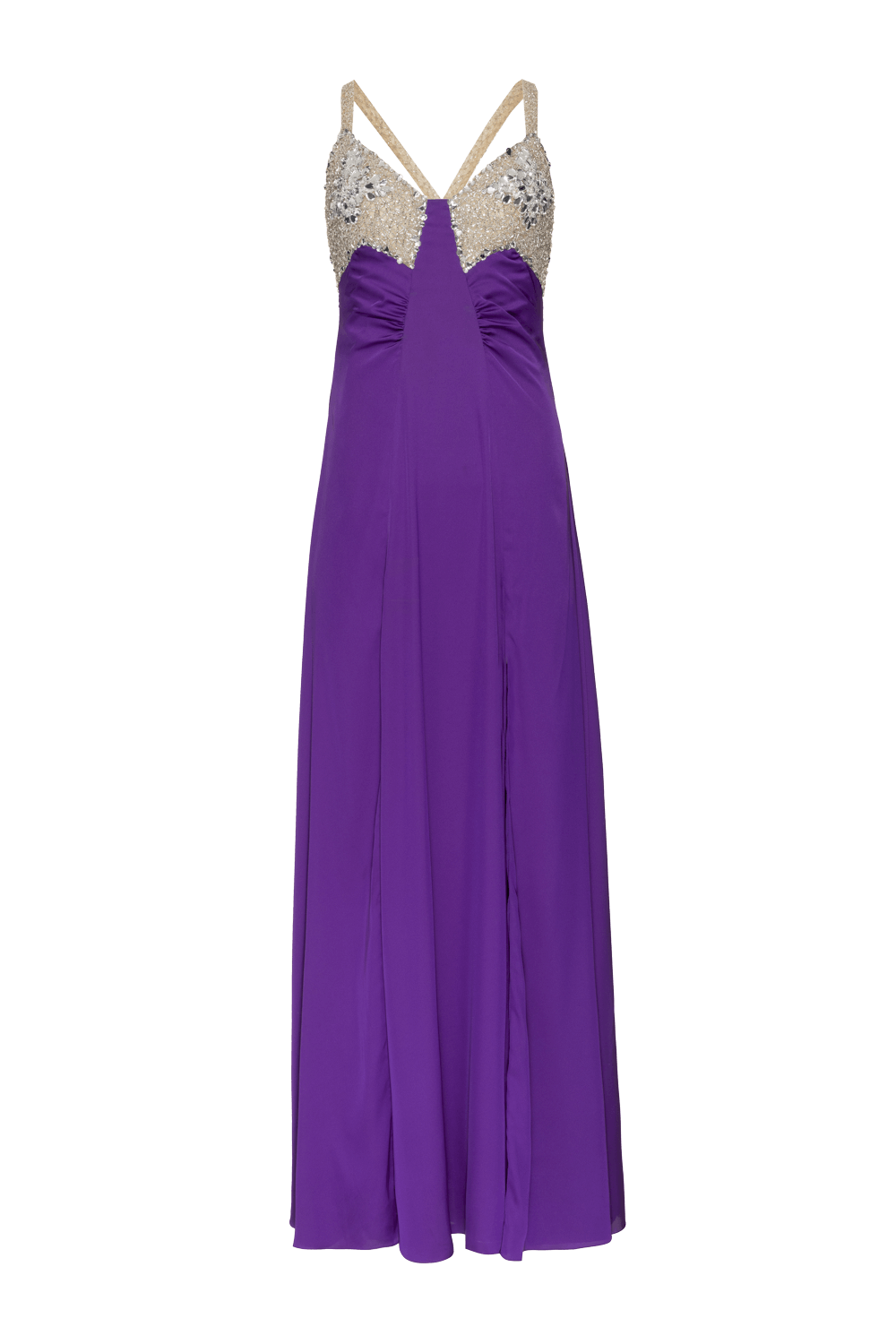 VESTIDO LONGO FRANZIDO CETIM MIRACLE MOOD ROXO