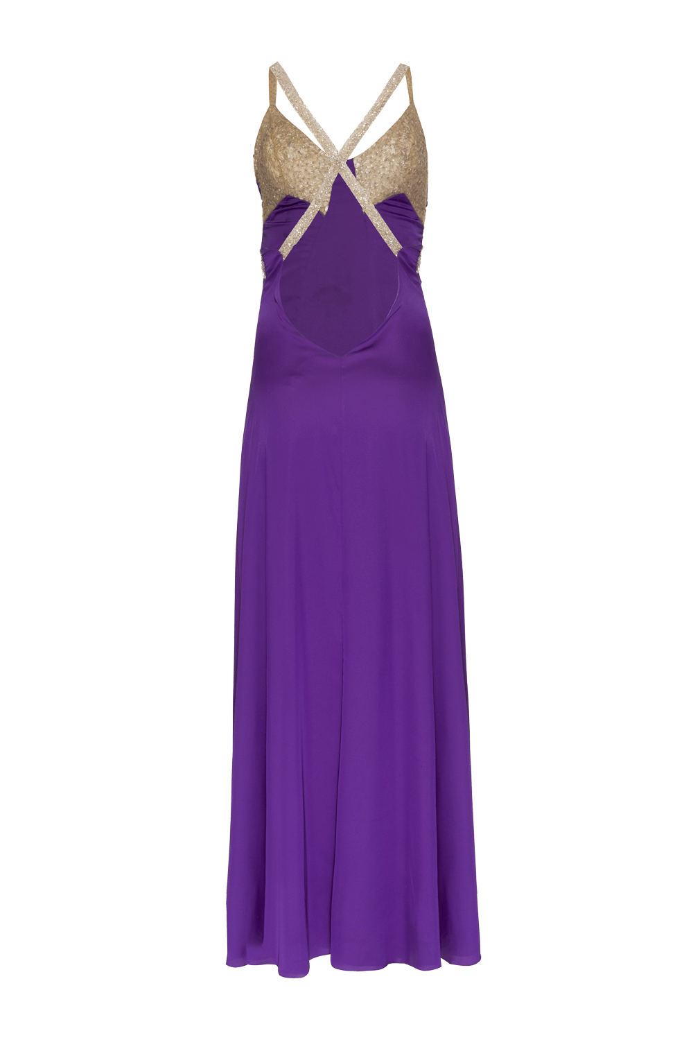 VESTIDO LONGO FRANZIDO CETIM MIRACLE MOOD ROXO
