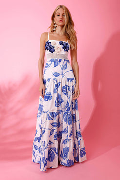 VESTIDO LONGO BORDADO SUZY FLOWER OFF WHITE