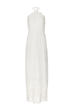 VESTIDO LONGO FRENTE ÚNICA CHIFFON PEARL GLAM OFF WHITE