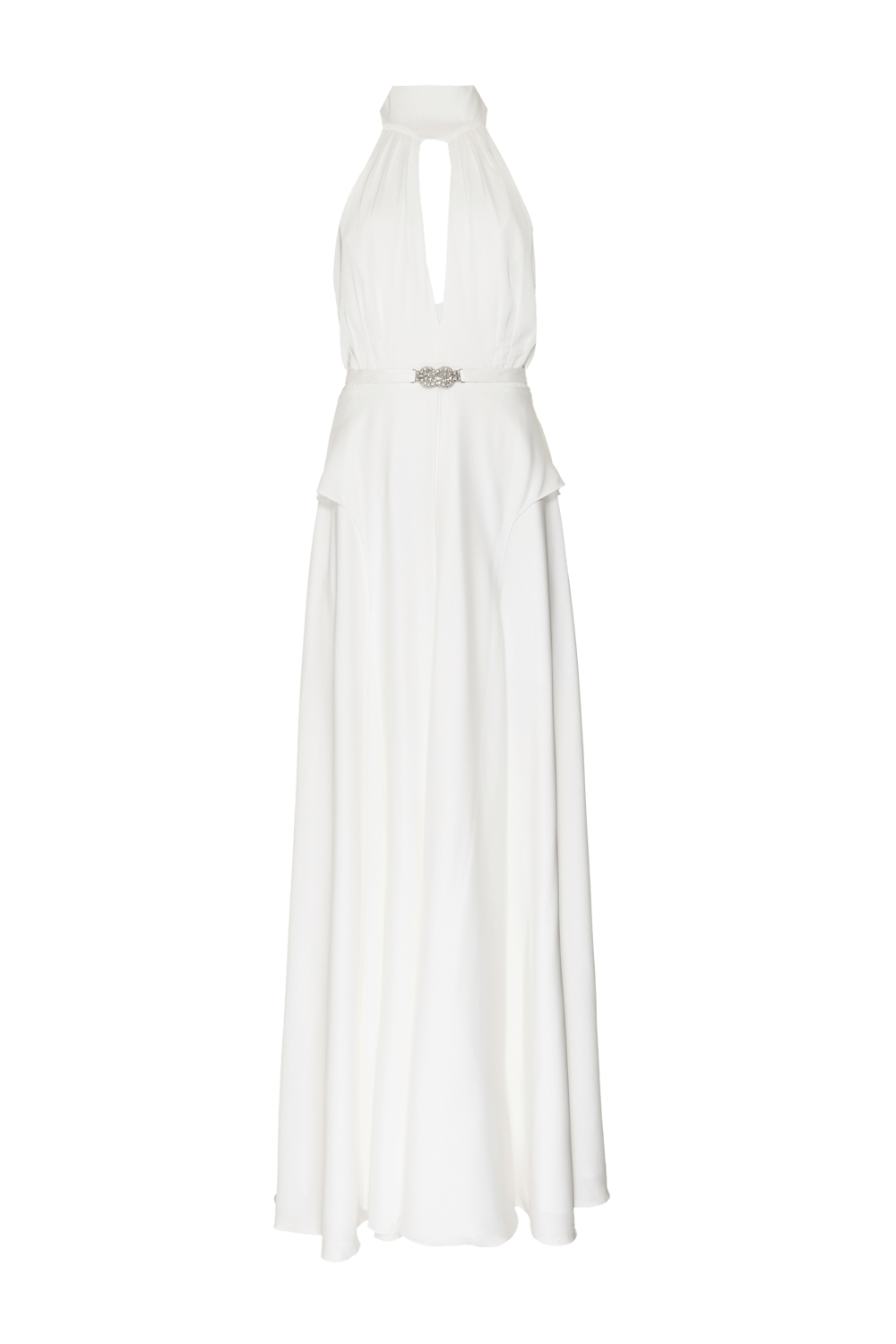 VESTIDO LONGO FRENTE ÚNICA CETIM SERENITY OFF WHITE