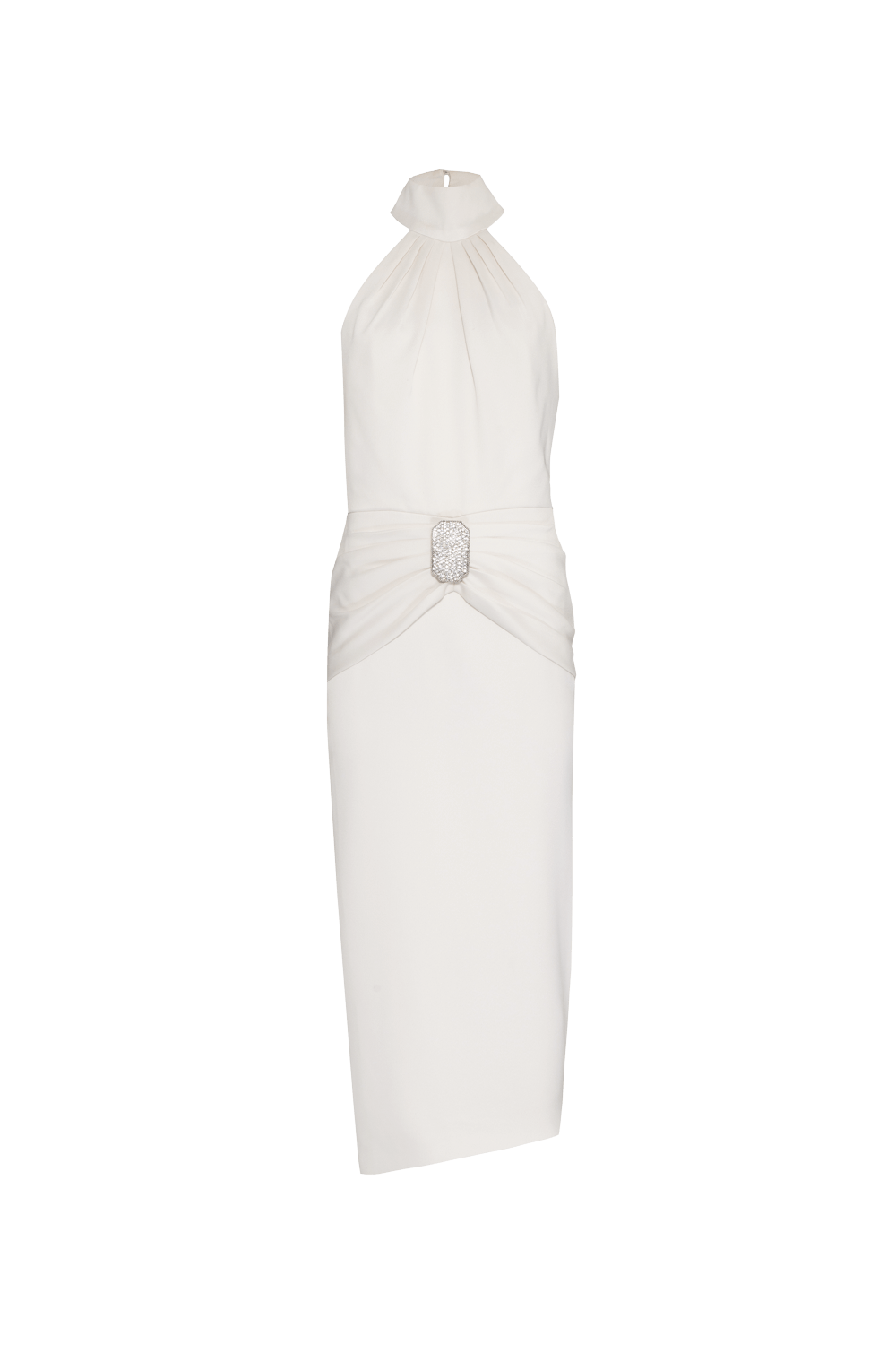 VESTIDO MÍDI PREGAS CREPE DESIRE OFF WHITE