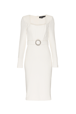 VESTIDO MÍDI CORSET MALHA STARRY OFF WHITE