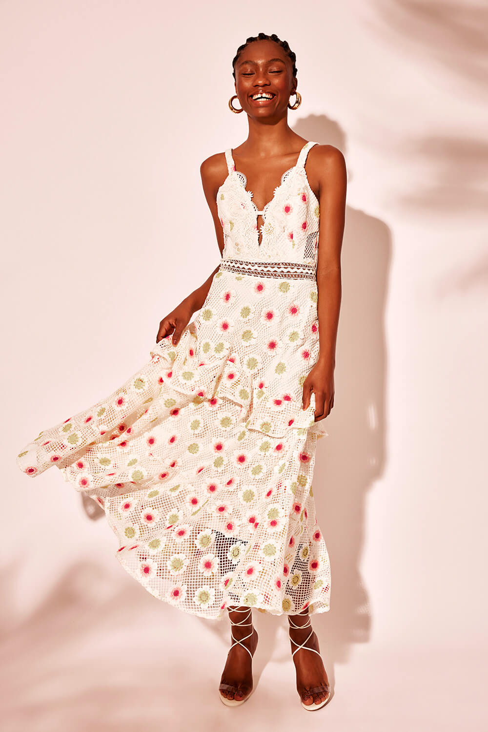 VESTIDO MÍDI ENTREMEIO GUIPIR RELIEF OFF WHITE