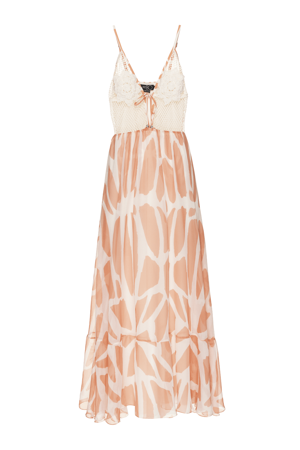 VESTIDO LONGO BORDADO LADY BUG BEGE