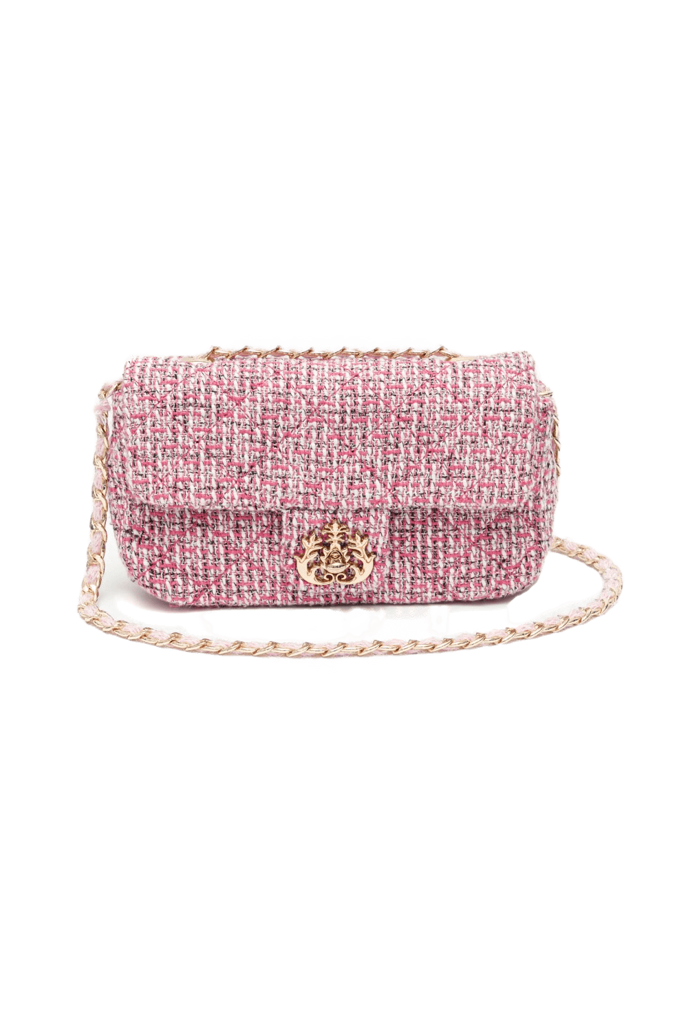 MINI BOLSA CORRENTES TWEED PINK GUM