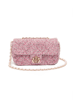 MINI BOLSA CORRENTES TWEED PINK GUM