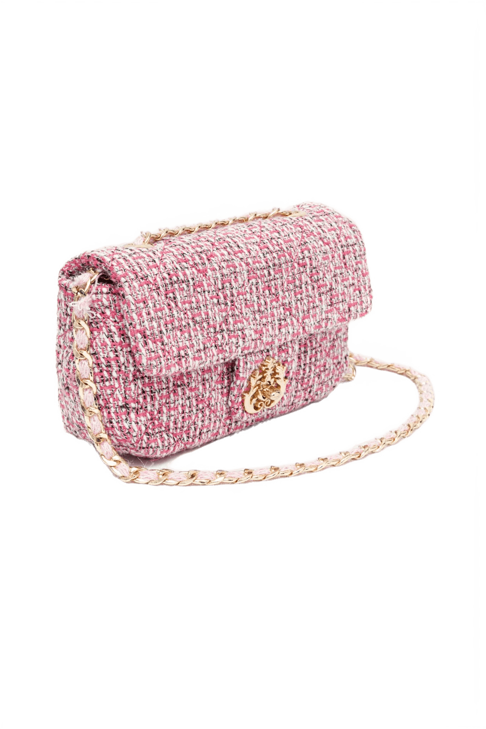 MINI BOLSA CORRENTES TWEED PINK GUM