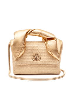 MINI BOLSA MAYA PALHA E COURO OURO