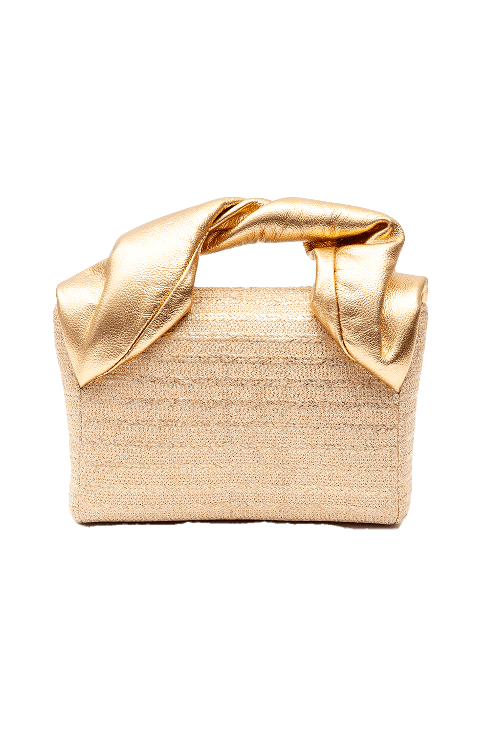 MINI BOLSA MAYA PALHA E COURO OURO