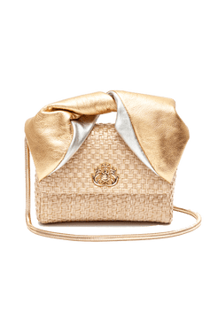 MINI BOLSA MAYA PALHA E COURO NATURAL