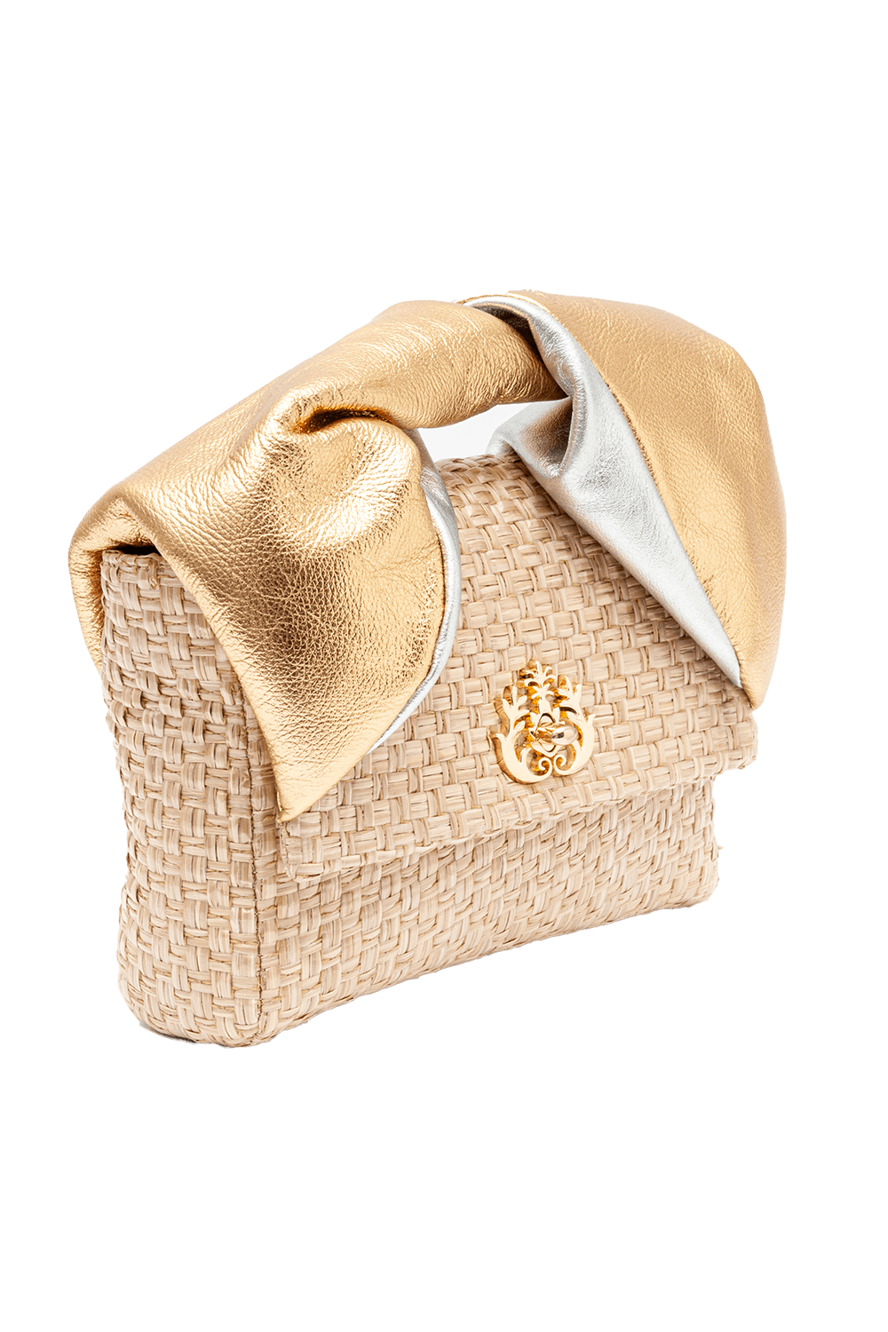 MINI BOLSA MAYA PALHA E COURO NATURAL