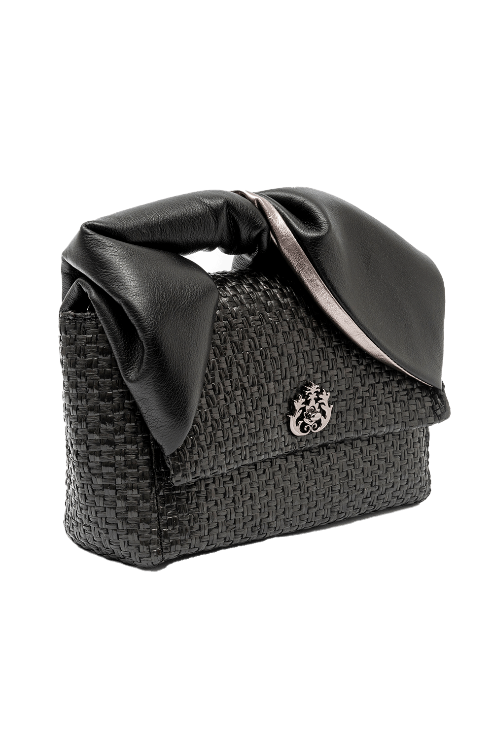 BOLSA MAYA PALHA E COURO PRETO