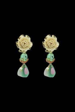 BRINCO FLORES E PÉTALAS BEGE
