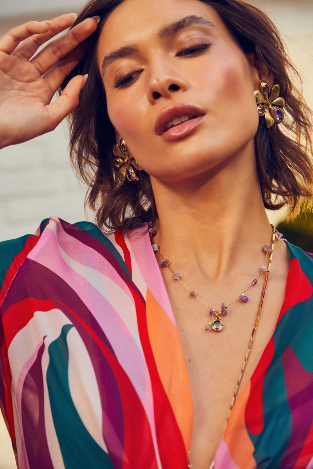 BRINCO FLOWER GLAM ROXO