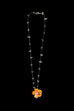 COLAR HIBISCO AMETISTA LARANJA