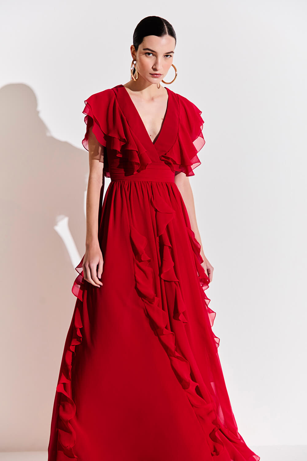 VESTIDO LONGO CHIFFON PULSE VERMELHO
