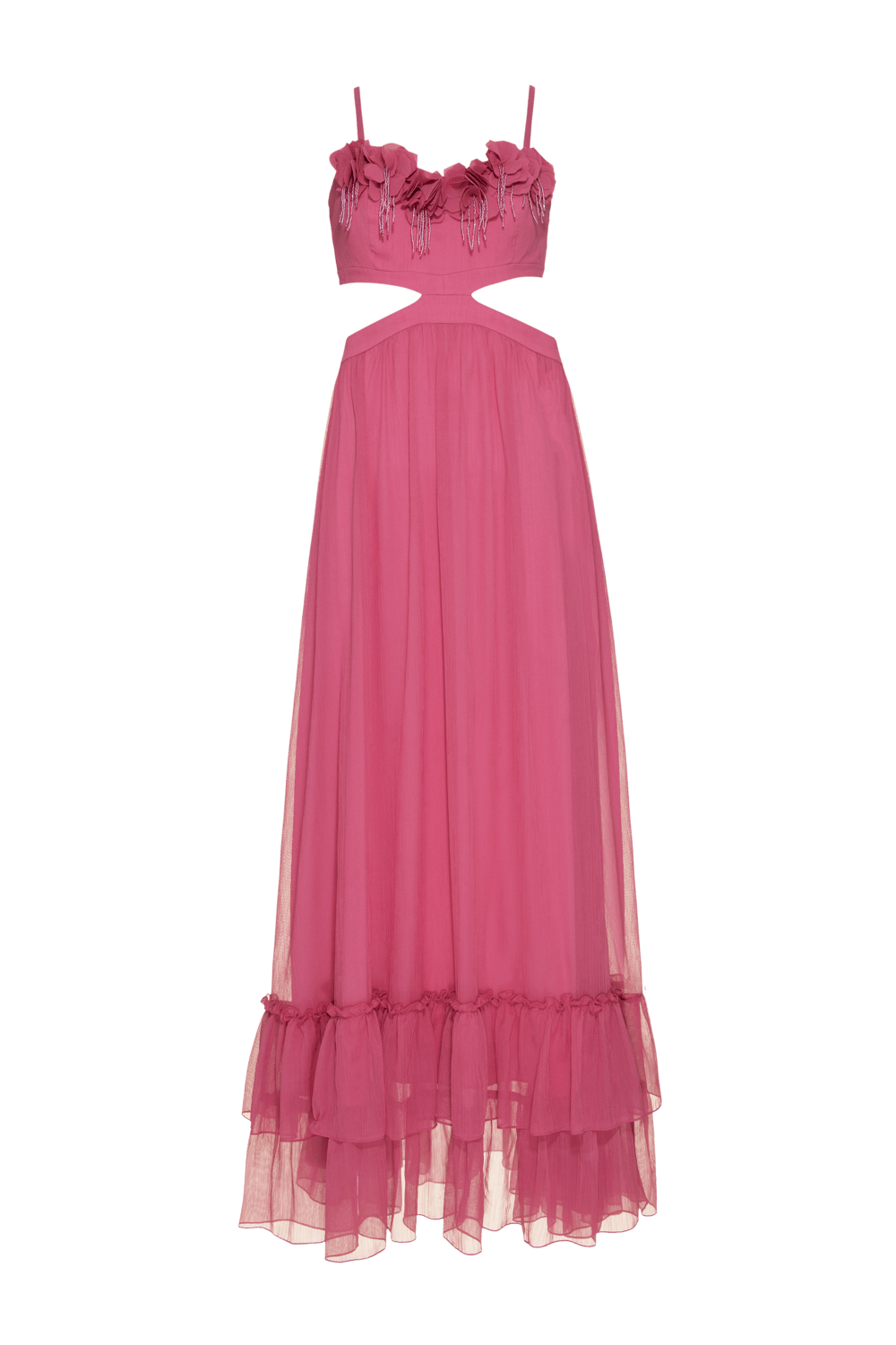 VESTIDO LONGO SILKY PLISSE ROSA