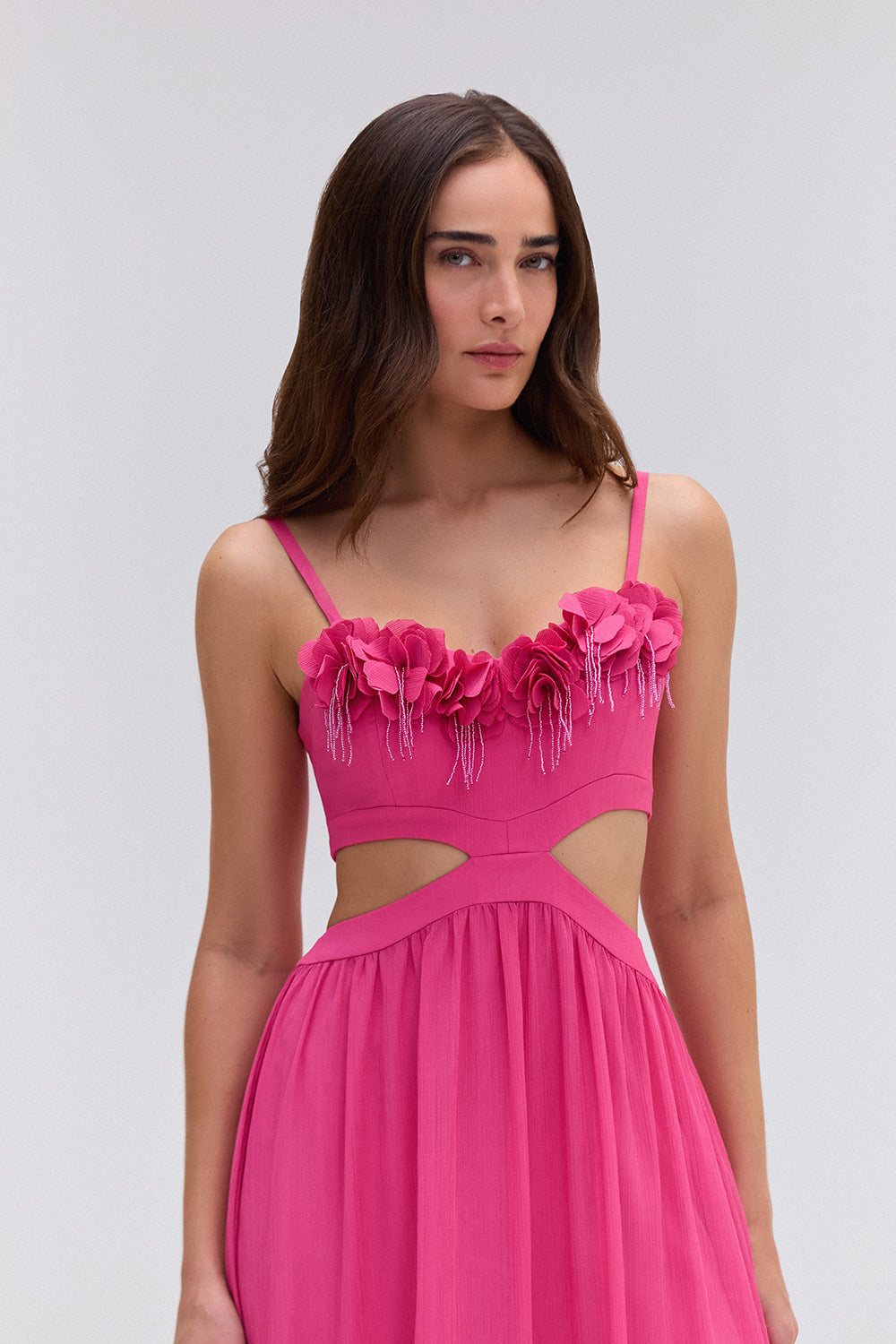 VESTIDO LONGO SILKY PLISSE ROSA