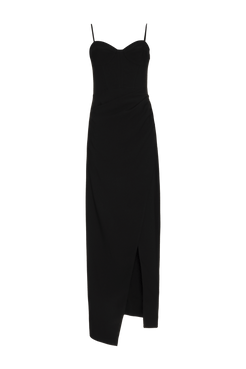 VESTIDO LONGO CREPE FRAMES PRETO