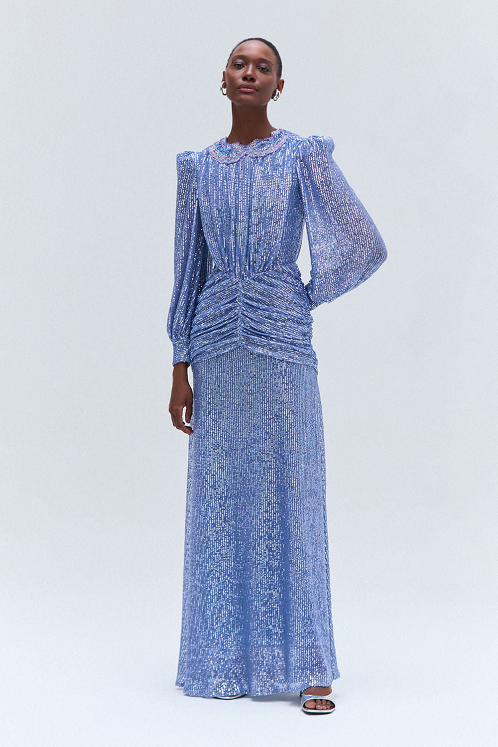 VESTIDO LONGO PAETÊ ESCAPE LILÁS