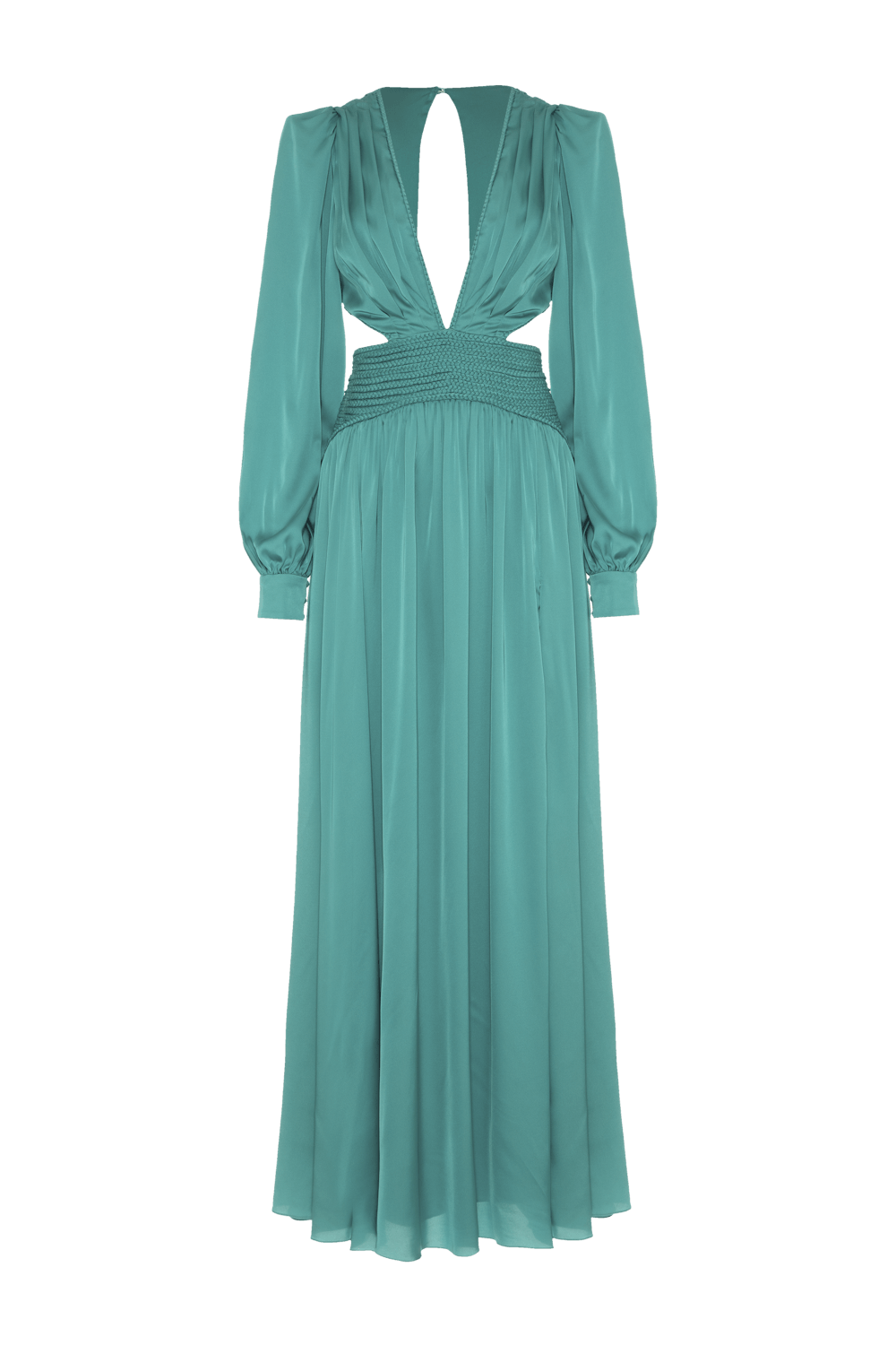 VESTIDO LONGO CETIM SUNSET VERDE