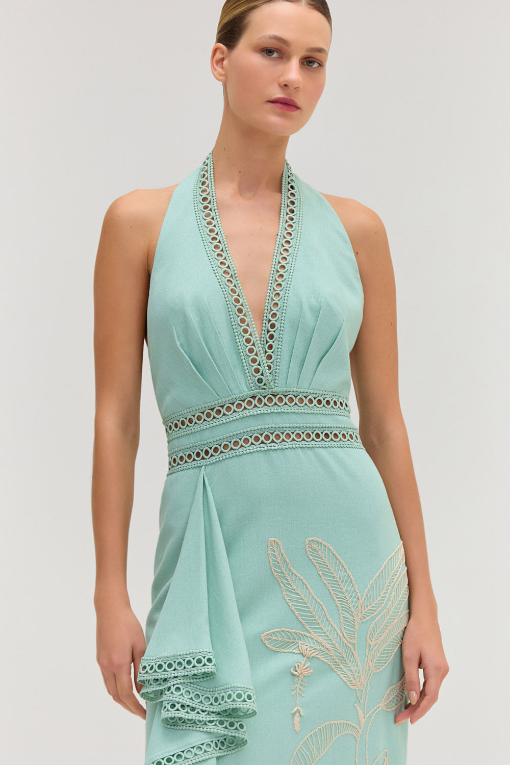 VESTIDO MÍDI LINHO CANDY VERDE