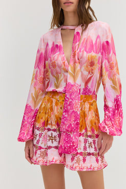 CAMISA SINTRA FLOWER AMARELO / ROSA