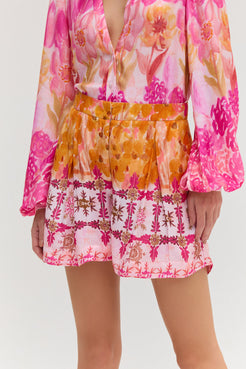 SHORT SINTRA FLOWER AMARELO / ROSA