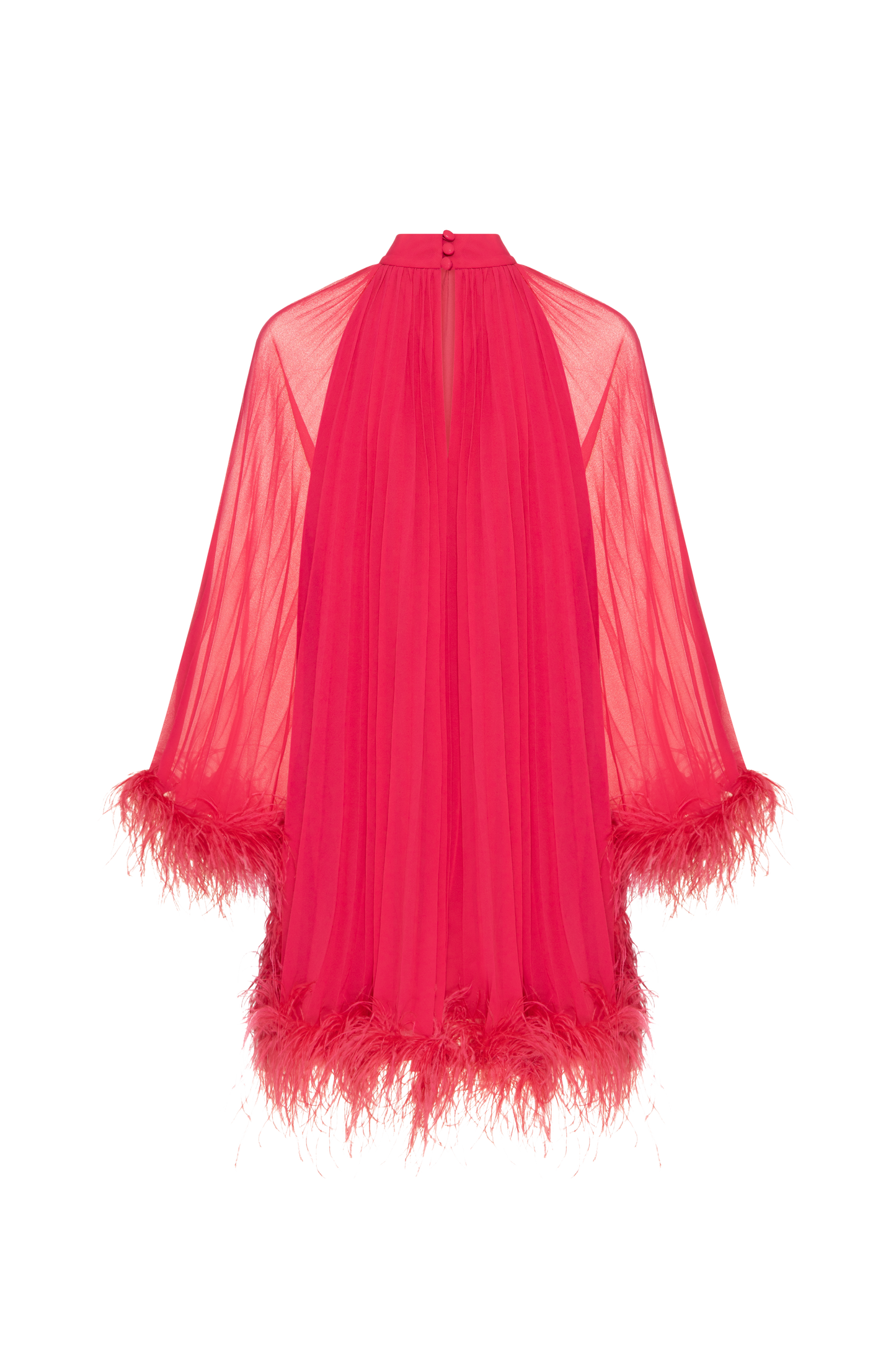 VESTIDO CURTO PLUMAS CHIFFON TURNER ROSA
