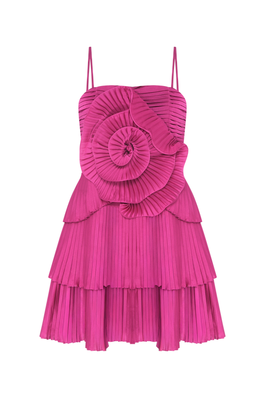 VESTIDO CURTO CETIM DREAM  ROSA ESCURO