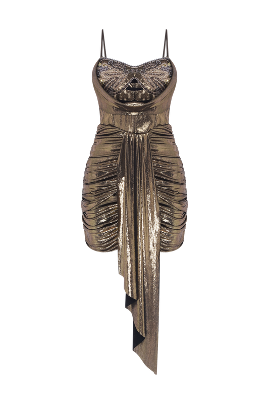 VESTIDO CURTO JERSEY ELYSIAN DOURADO