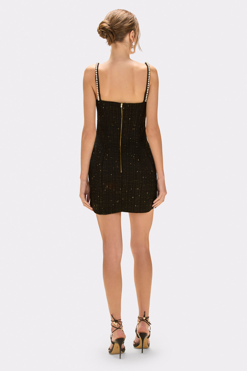 VESTIDO CURTO PEARL TWEED PRETO