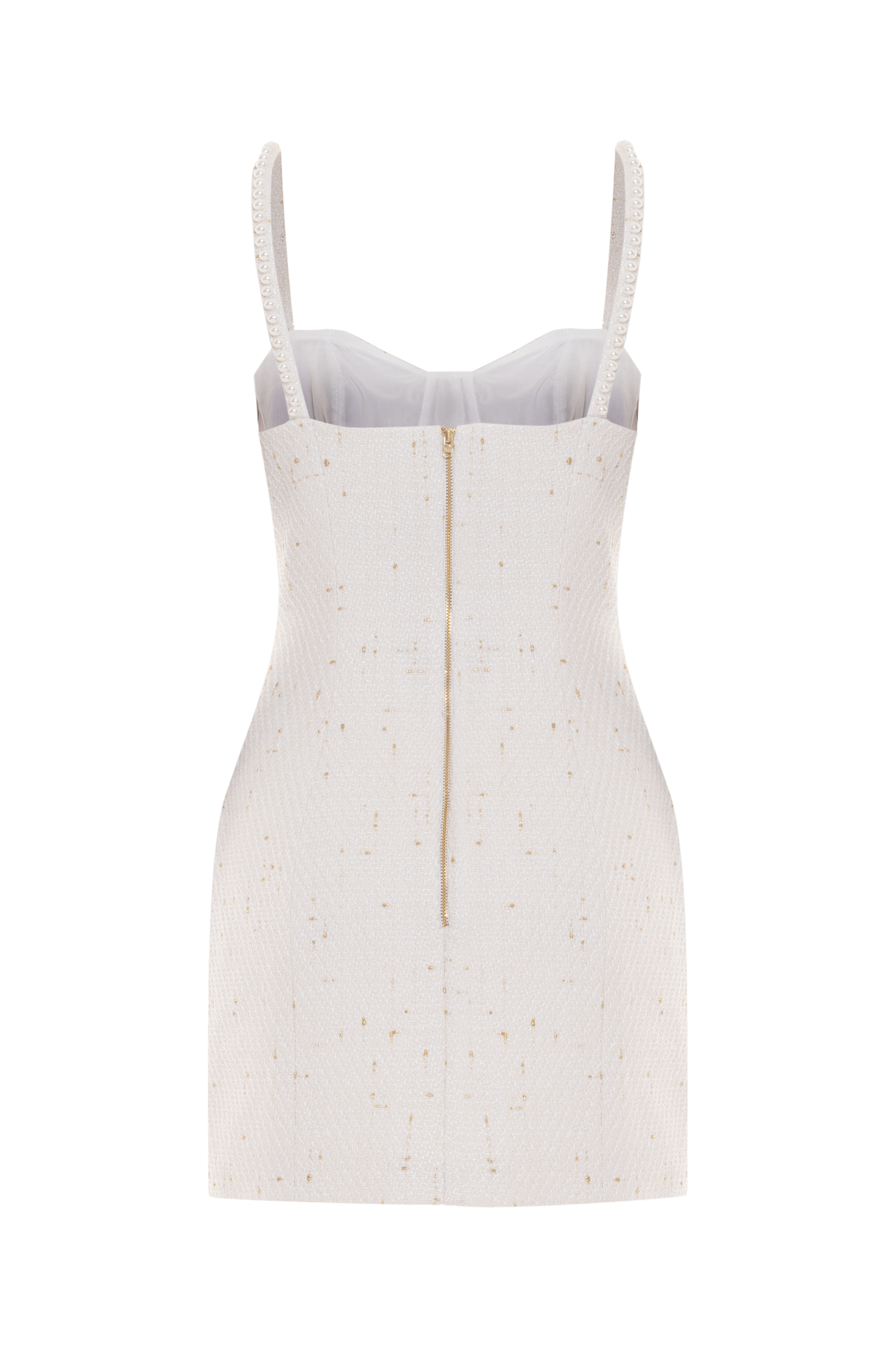 VESTIDO CURTO PEARL TWEED OFF WHITE