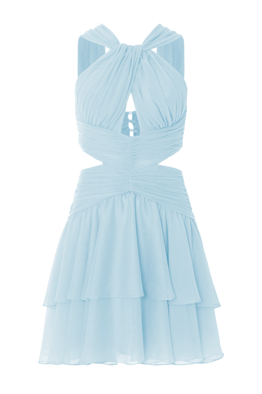 VESTIDO CURTO CHIFFON DAYDREAM AZUL CLARO