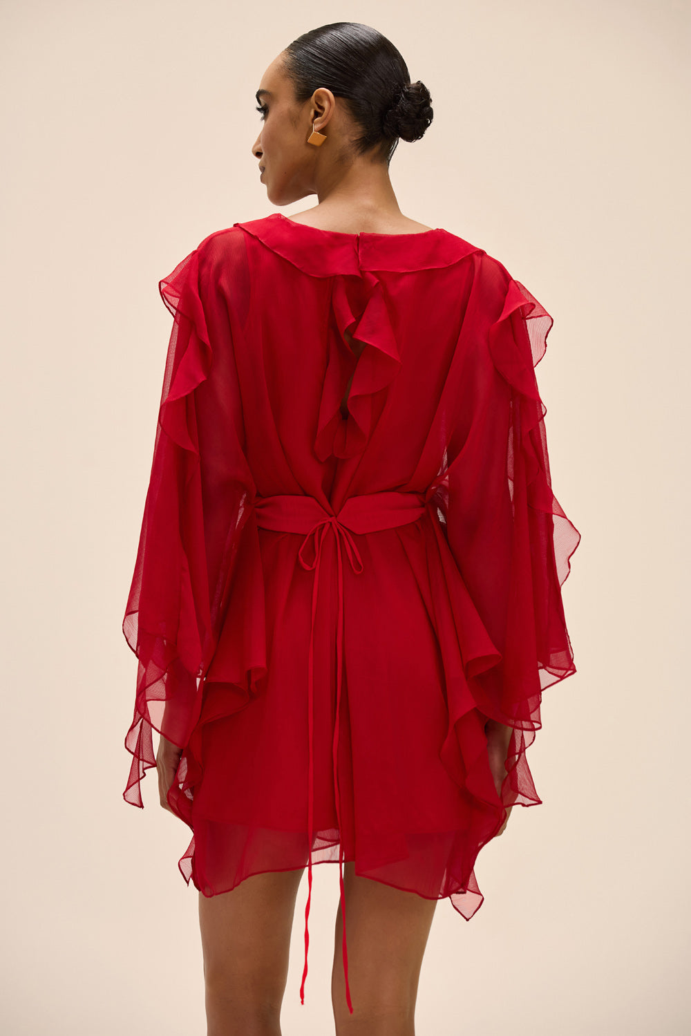 VESTIDO CURTO SILKY PLISSE ÉCHO VERMELHO