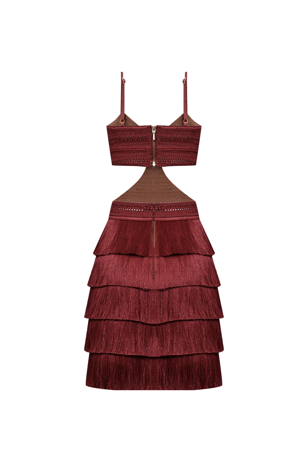 VESTIDO CURTO AMBER FRINGE MARROM