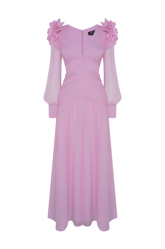 VESTIDO LONGO CHIFFON WONDERLAND ROSA CLARO