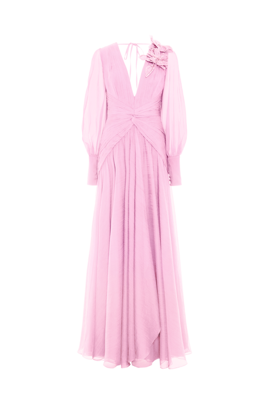 VESTIDO LONGO CHIFFON WONDERLAND ROSA CLARO