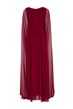 VESTIDO LONGO CAPA CHIFFON MIDNIGHT VERMELHO ESCURO