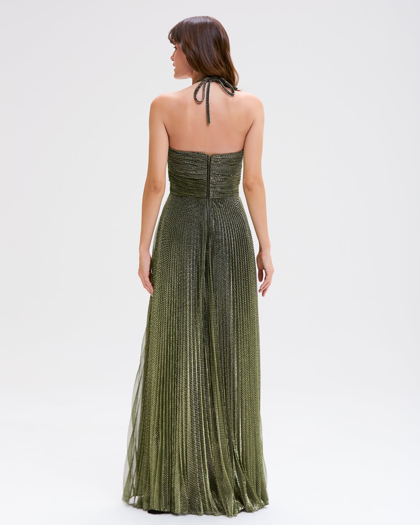 VESTIDO LONGO TULE LUREX GLOWING DOURADO