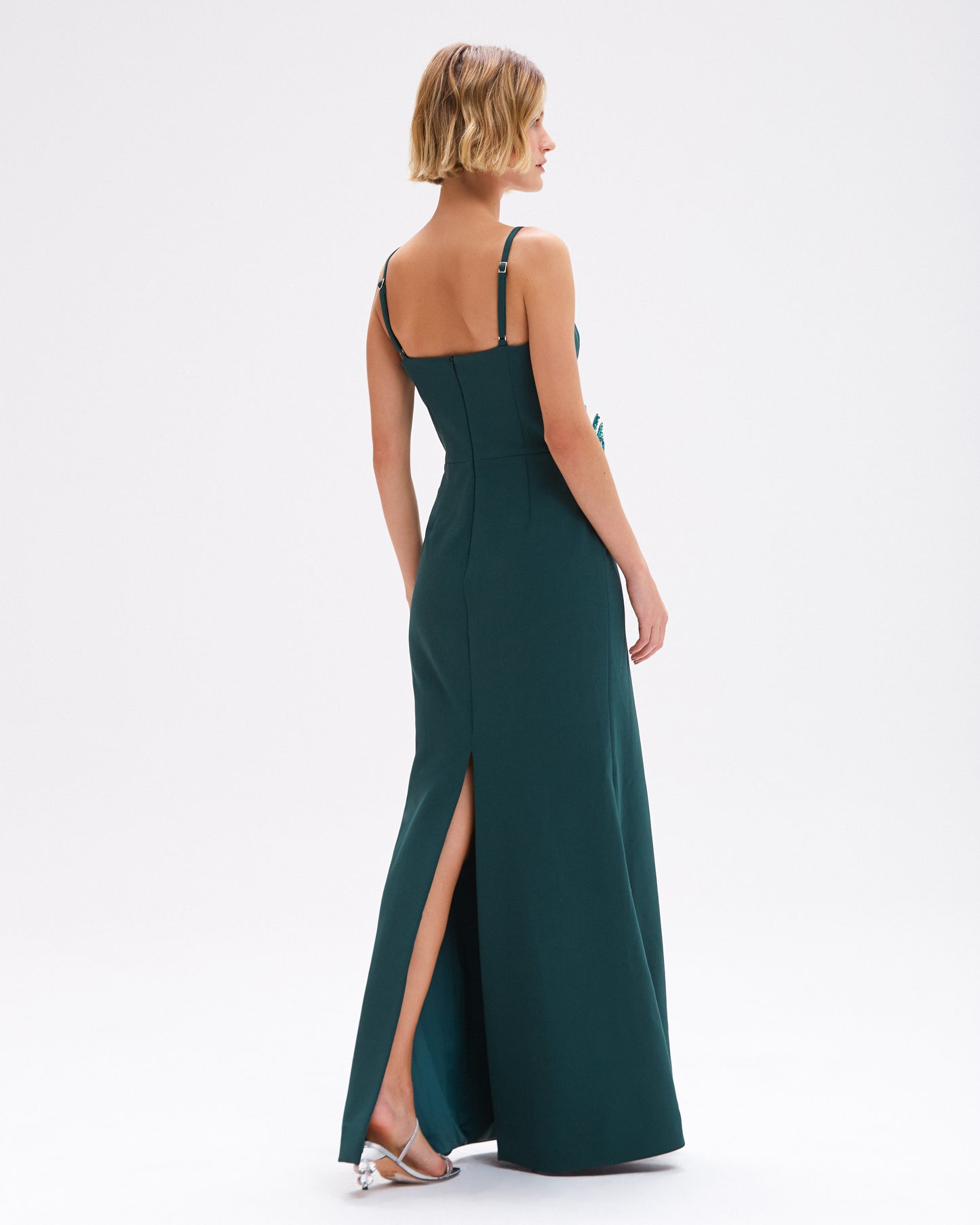 VESTIDO LONGO CREPE MYSTIQUE VERDE ESCURO