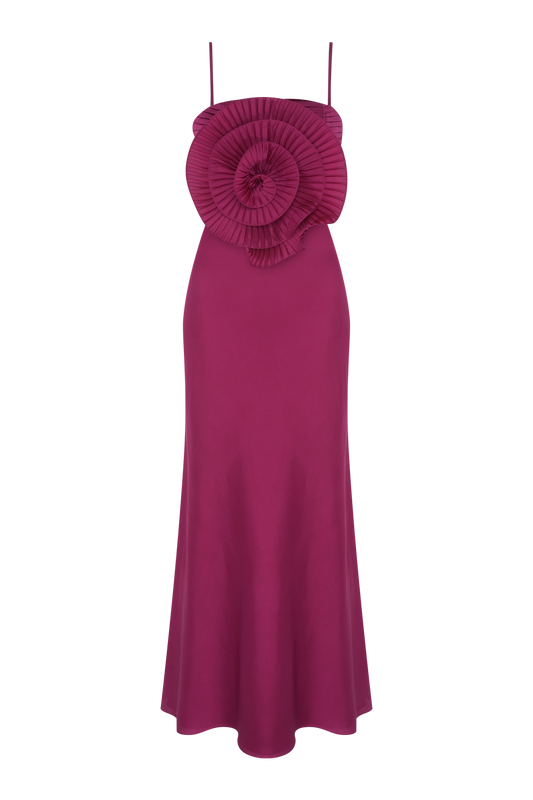 VESTIDO LONGO CETIM DREAM  ROSA ESCURO