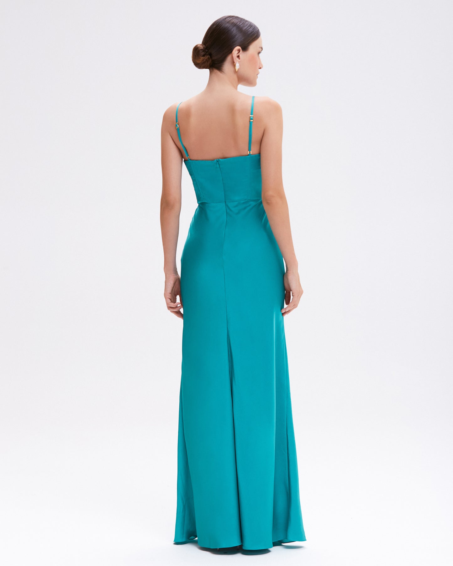 VESTIDO LONGO CETIM DREAM VERDE ESCURO