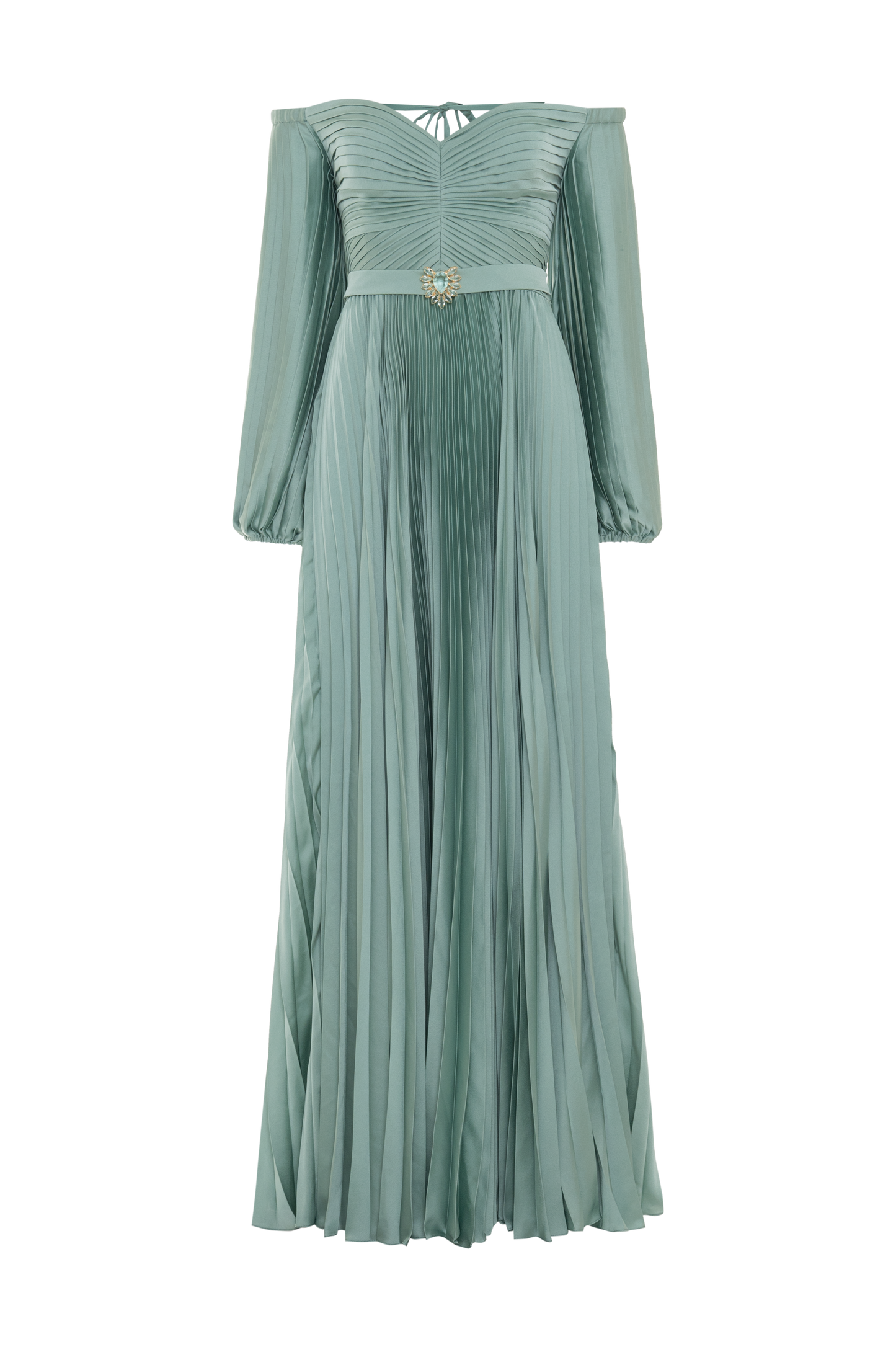 VESTIDO LONGO CETIM DREAM VERDE CLARO